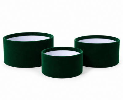 Set aus 3 runden Schachteln ohne Deckel, mit Samtbezug, Farbe Grün A14