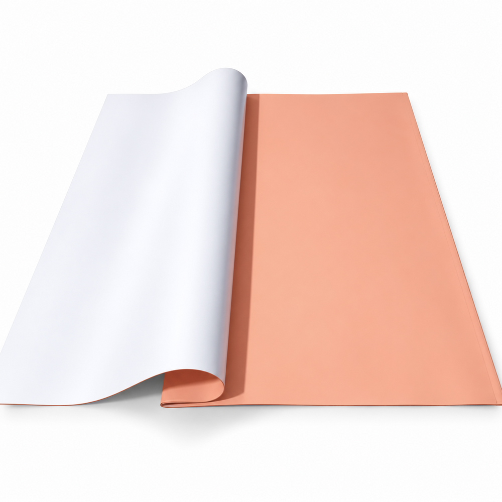 Doppelseitige Cellophanbogen, 58 × 58 cm, Set mit 20 Bogen — Koralle / Weiß OY005