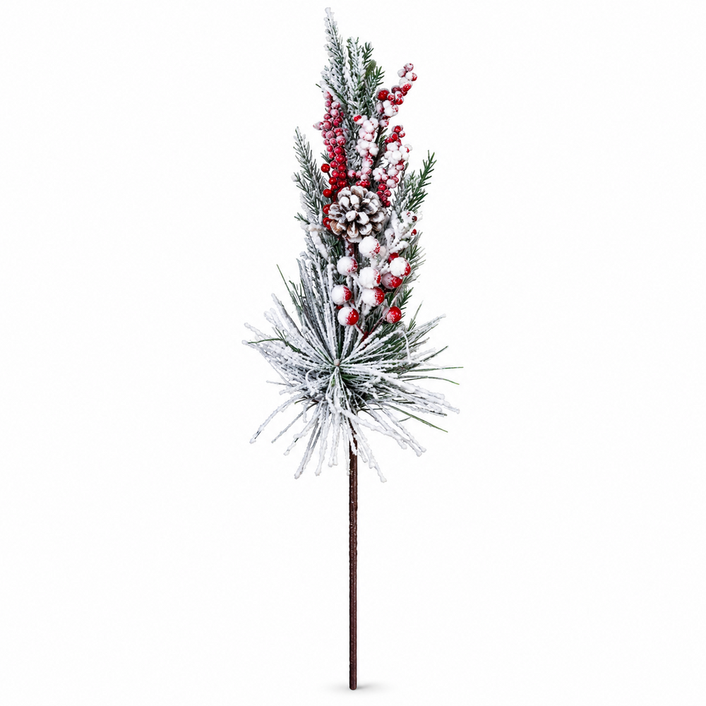 Crenguță decorativă de Crăciun cu merișoare roșii, 70 cm, NR. 1