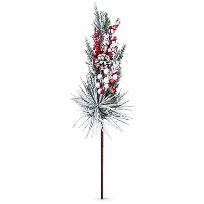 Dekorativer Weihnachtszweig mit roten Cranberries, 70 cm, NR. 1