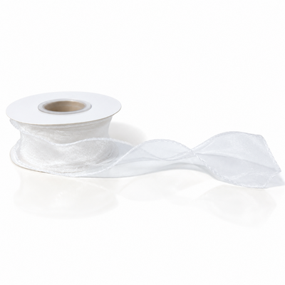 Nastro decorativo in organza, 4 cm, colore bianco N. 51