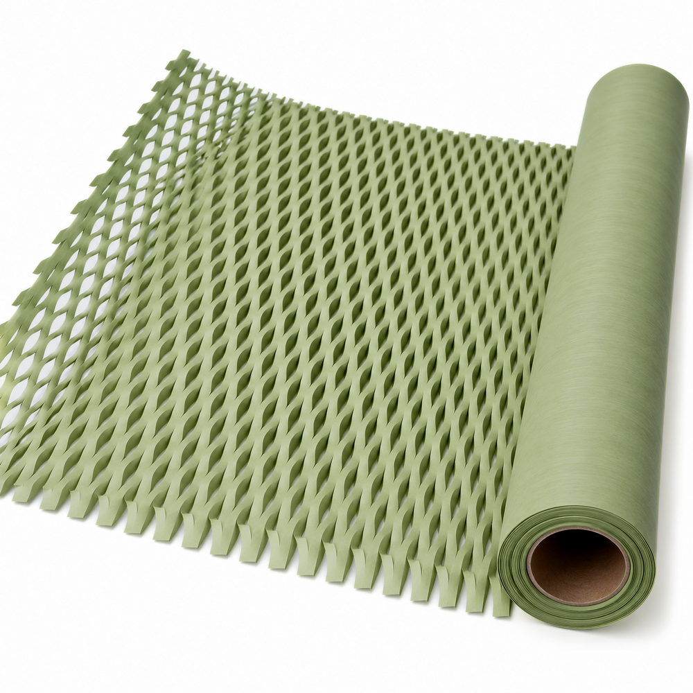 Rolă ambalaj hârtie fagure, culoare verde salvie