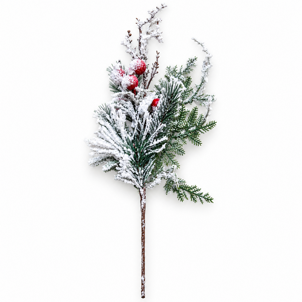Dekorativer Weihnachtszweig mit roten Preiselbeeren, 60 cm, NR. 4