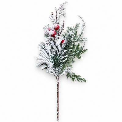 Dekorativer Weihnachtszweig mit roten Preiselbeeren, 60 cm, NR. 4