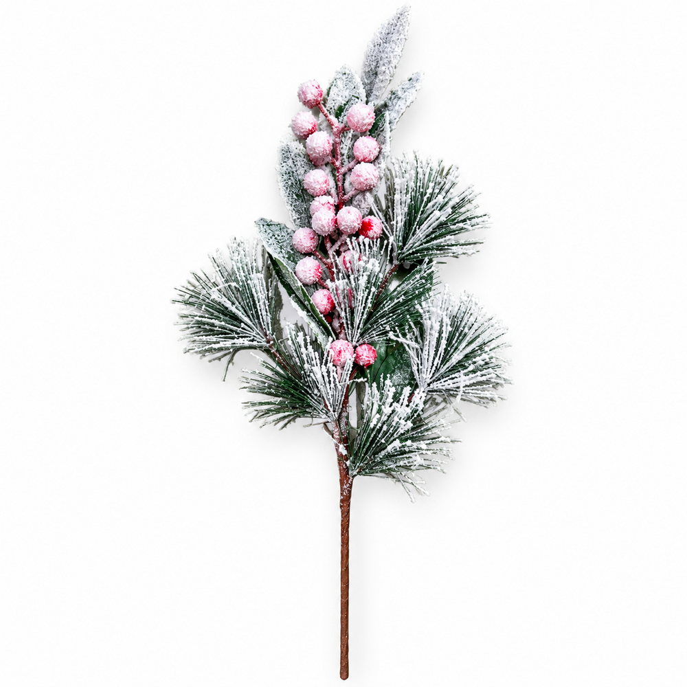 Crenguță decorativă de Crăciun cu merișoare roșii, 60 cm, NR. 1