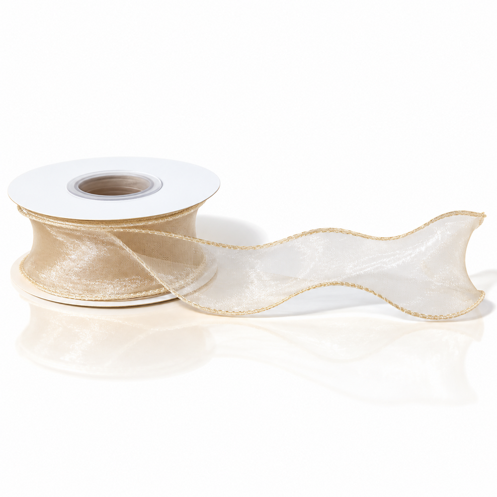 Bandă decorativă din organza, 4 cm, culoare crem Nr. 58