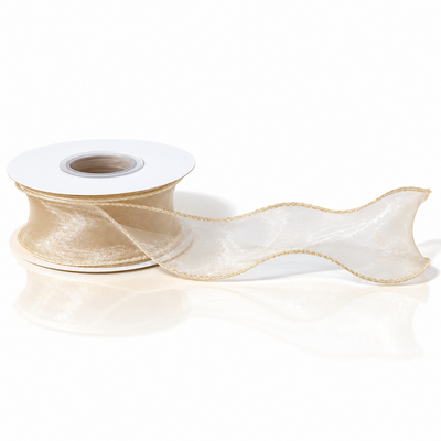 Bandă decorativă din organza, 4 cm, culoare crem Nr. 58