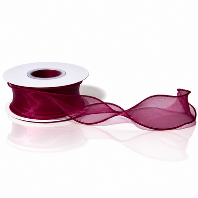 Bandă decorativă din organza, 4 cm, culoare grena Nr. 7