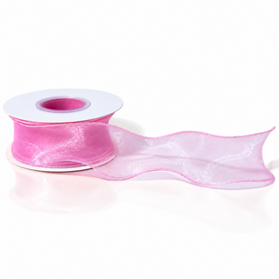 Bandă decorativă din organza, 4 cm, culoare roz închis Nr. 49