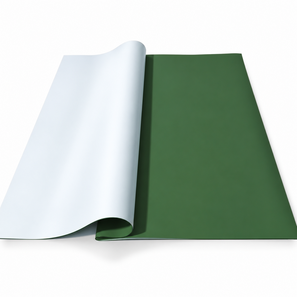 Doppelseitige Cellophanbögen, 58 × 58 cm, Set mit 20 Bögen — Dunkelgrün / Weiß OY006