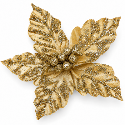 Dekorativer künstlicher Weihnachtsstern mit Glitzer, Farbe Gold Nr. 5