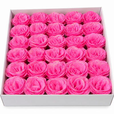 Set 30 Trandafiri din Săpun cu Sclipici, 8 cm, culoare roz intens Nr. 5