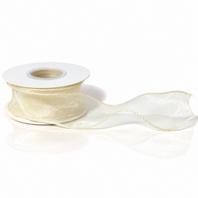 Bandă decorativă din organza, 4 cm, culoare crem deschis Nr. 10