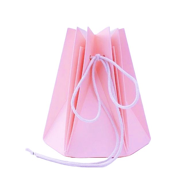 Set 10 cutii decorative pliabile cu șnur, culoare roz - ROC A226