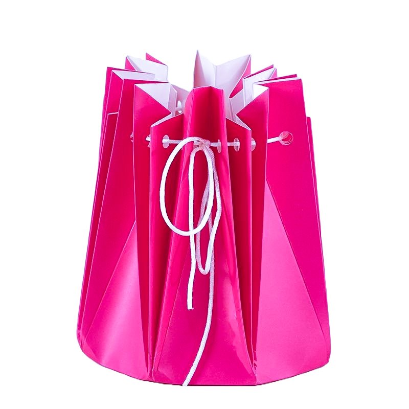 Set 10 cutii decorative pliabile cu șnur, culoare ciclam - ROC A226